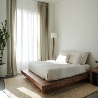 Modern Master Bedroom Design with Wooden Platform Bed